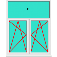 Aluminium Fenster 2 Flügelig Dreh Kipp - Dreh Kipp mit Oberlicht Fest im Blendrahmen