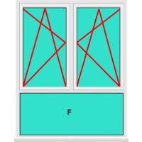 Aluminium Fenster 2 Flügelig Dreh Kipp - Dreh Kipp mit Unterlicht Fest im Blendrahmen