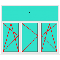 Aluminium Fenster 3 Flügelig Dreh Kipp - Dreh - Dreh Kipp mit Oberlicht Fest im Blendrahmen