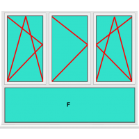 Aluminium Fenster 3 Flügelig Dreh Kipp - Dreh - Dreh Kipp mit Unterlicht Fest im Blendrahmen