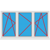 Kunststofffenster 3 Flügelig Dreh Kipp - Dreh - Dreh Kipp