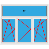 Kunststofffenster 3 Flügelig Dreh Kipp - Dreh - Dreh Kipp mit Oberlicht Fest im Flügel