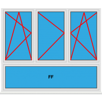 Kunststofffenster 3 Flügelig Dreh Kipp - Dreh - Dreh Kipp mit Unterlicht Fest im Flügel