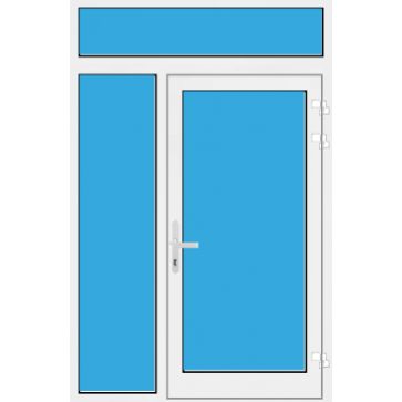Kunststoff Haustür mit Seitenteil links und Oberlicht mit Glasfüllung