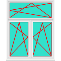 2 Flügeliges Aluminium Fenster mit Oberlicht Dreh Kipp zu Top Preisen.