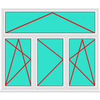 Aluminium Fenster 3 Flügelig Dreh Kipp - Dreh - Dreh Kipp mit Oberlicht Kipp