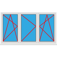 Kunststofffenster 3 Flügelig Dreh Kipp - Dreh - Dreh Kipp