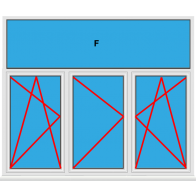 Kunststofffenster 3 Flügelig Dreh Kipp - Dreh - Dreh Kipp mit Oberlicht Fest im Blendrahmen