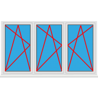 Kunststofffenster 3 Flügelig Dreh Kipp - Dreh Kipp - Dreh Kipp
