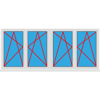 Kunststofffenster 4 Flügelig Dreh Kipp - Dreh Kipp - Dreh Kipp - Dreh Kipp