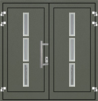 Kunststoff Haustür 2 Flügelig Edelstahl Modern Trier
